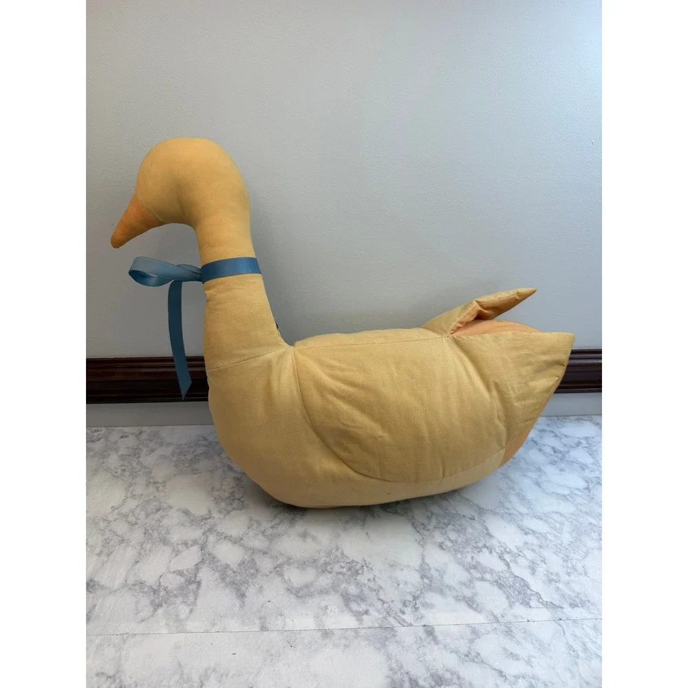 Vintage Fabric Goose Plush Decorative Pillow Doorstop Yellow Farmhouse Decor 17